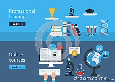 Professional training and online courses Vector Illustration