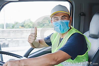 Professional truck driver to transport Stock Photo