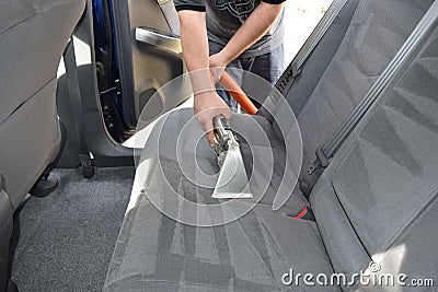 Professional Upholstery Auto Detailing Stock Photo