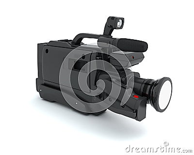 Professional video camera on a white Cartoon Illustration