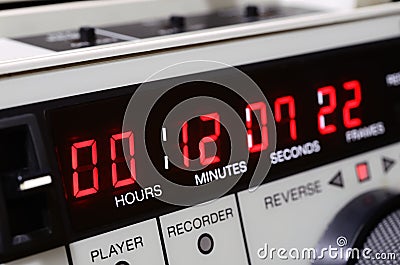 Professional video recorder. Time-code panel Stock Photo