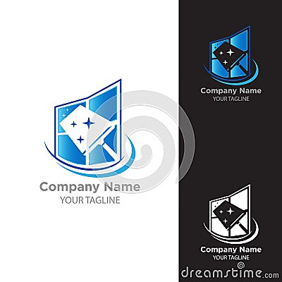Professional window cleaning washing service and household maintenance vector logo design Vector Illustration