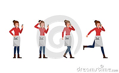 Professional Women Stylist working in barber shop vector character design. no3 Vector Illustration