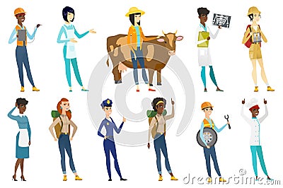 Professional women vector illustrations set. Vector Illustration