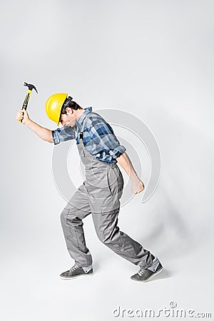 Professional workman in hard hat Stock Photo