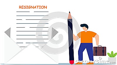 Professional write resignation letter to quit job. businessman professional with pen writing resignation email Stock Photo