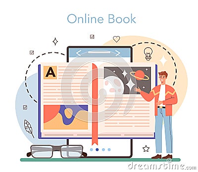 Professional writer online service or platform. Author writing script Vector Illustration