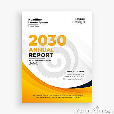 Professional yellow annual report business flyer template Vector Illustration
