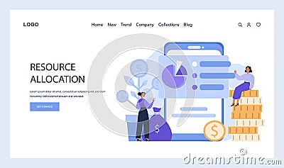 Professionals analyzing financial graphs, amidst money trees and stacked coins Vector Illustration