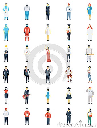 Professions Colored Vector Icons set which can be easily modified or edit Vector Illustration