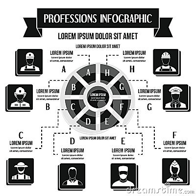Professions infographic concept, simple style Vector Illustration