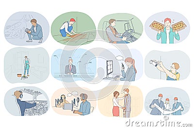 Professions, occupation, work, job, specialists, labor, business concept Vector Illustration