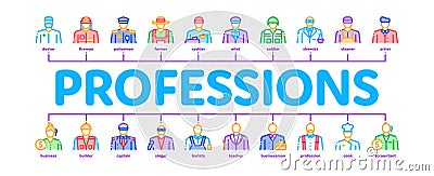 Professions People Minimal Infographic Banner Vector Vector Illustration