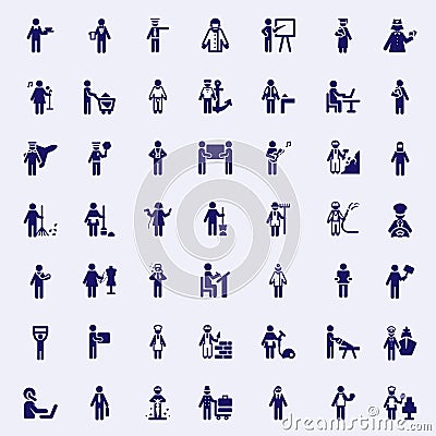 Professions stick figures Vector Illustration