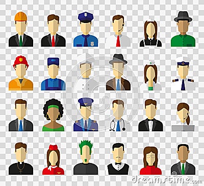 Professions Vector Flat Icons. Vector Illustration