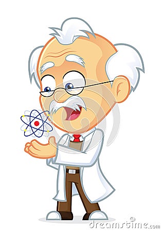 Professor with an Atom Vector Illustration