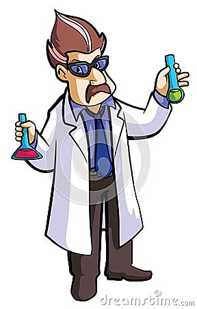 Professor Doing Experiment Color Illustration Design Vector Illustration