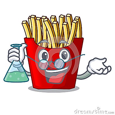 Professor french fries served on character plates Vector Illustration