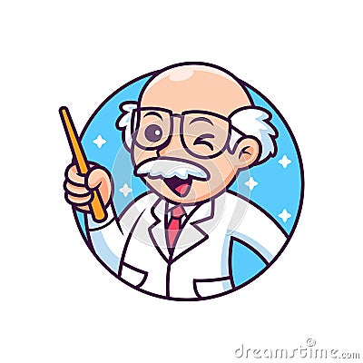 Professor with Funny Pose Cartoon. Vector Icon Illustration, Isolated on Premium Vector Vector Illustration