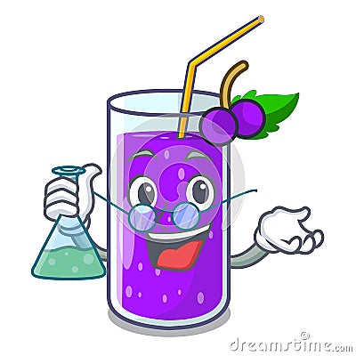 Professor glass grape juice on character table Vector Illustration