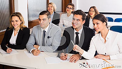 Professor and professionals at courses Stock Photo