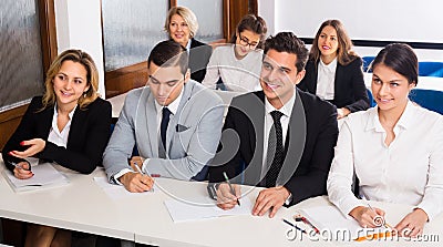 Professor and professionals at courses Stock Photo