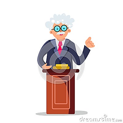 Professor Speaking Performance On Tribune Vector Illustration Stock Photo