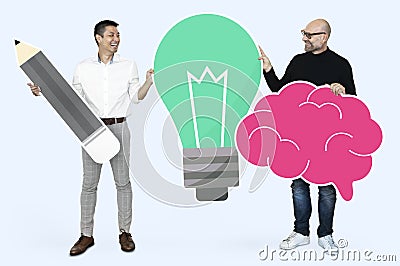 Professor and student with bright ideas Stock Photo