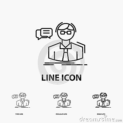 professor, student, scientist, teacher, school Icon in Thin, Regular and Bold Line Style. Vector illustration Vector Illustration