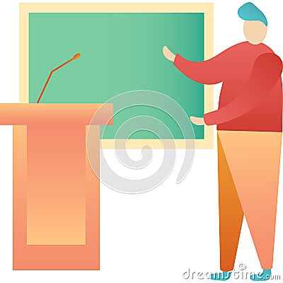Professor teacher lectern at tribune vector icon Vector Illustration