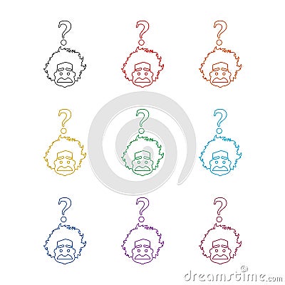 Professor, teacher or scientist line icon, color set Vector Illustration