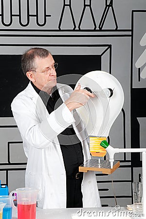 Professor is testing electricity Stock Photo