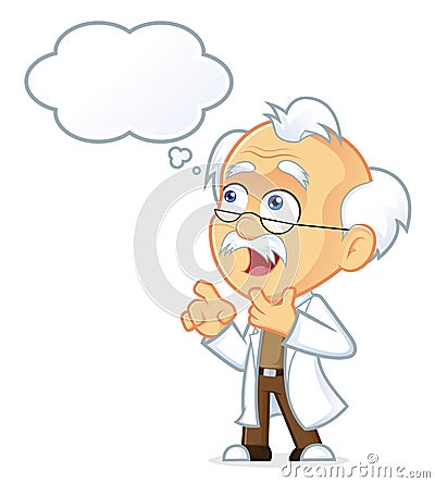 Professor Thinking with White Bubble Vector Illustration