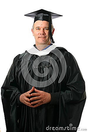Professor with welcoming gesture Stock Photo