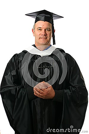 Professor with welcoming gesture Stock Photo