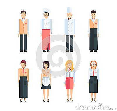 Proffesional restaurant staff Vector Illustration