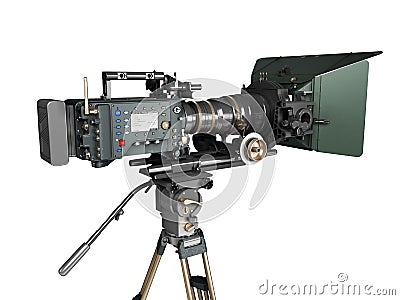 Proffesional video camera 3d render on white gradient Stock Photo