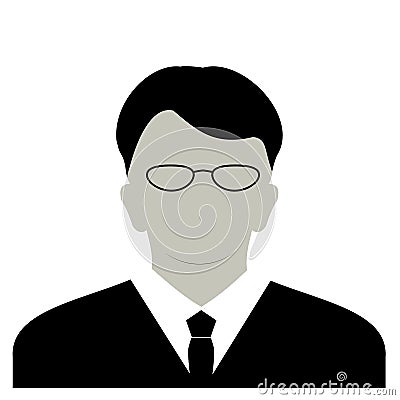 Profile anonymous face icon. Gray silhouette person. Male businessman profile default avatar. Photo placeholder. Isolated on white Vector Illustration