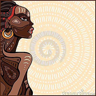 Profile of beautiful African woman Vector Illustration