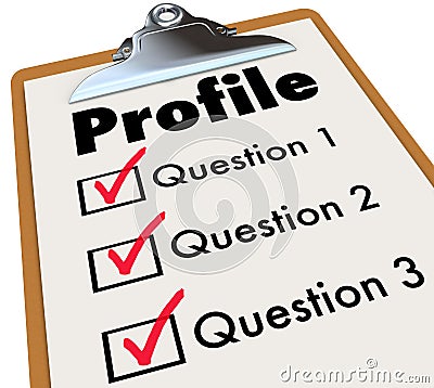 Profile Clipboard Checklist Questions Asking Personal Data Infor Stock Photo