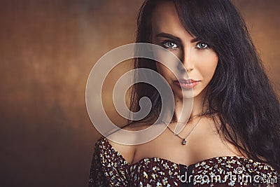 Close-up portrait of nice sweet adorable attractive cheery girl Stock Photo