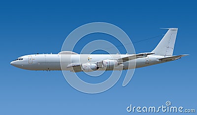 Profile of an E-6B Mercury airplane in Flight Stock Photo