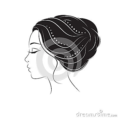 Profile face young woman Vector Illustration