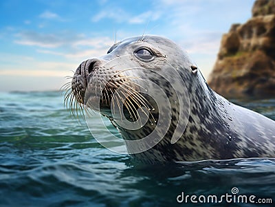Profile Of A Grey Seal At Gweek Cartoon Illustration