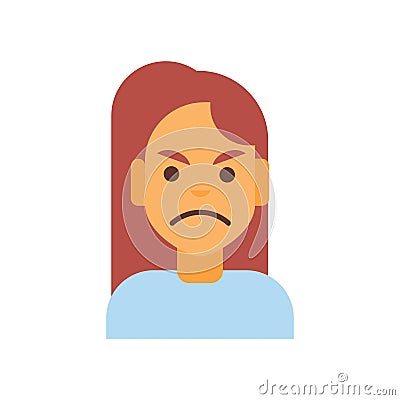 Profile Icon Female Emotion Avatar, Woman Cartoon Portrait Angry Face Vector Illustration