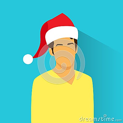 Profile Icon Hispanic Male New Year Christmas Vector Illustration