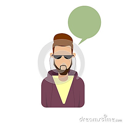 Profile Icon Male Avatar Man Hipster Cartoon Guy Beard Portrait Casual Person Silhouette Face Vector Illustration