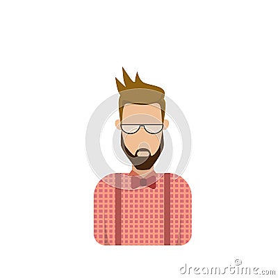 Profile Icon Male Avatar Man, Hipster Cartoon Guy Beard Portrait, Casual Person Silhouette Face Vector Illustration
