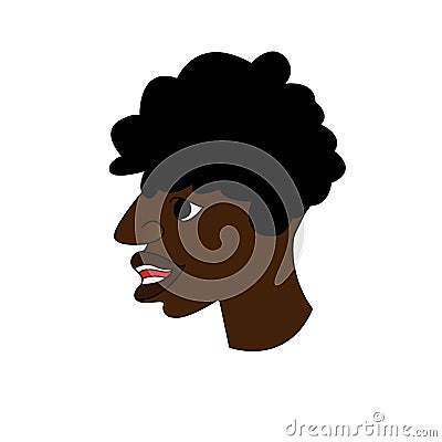 Profile of a man African American. Portrait of a guy. Avatar. Vector Flat Illustration Vector Illustration