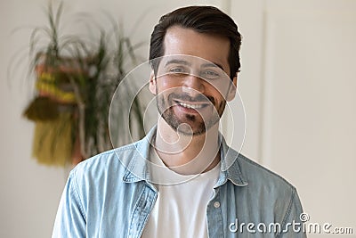 Profile picture of happy Caucasian man smiling Stock Photo